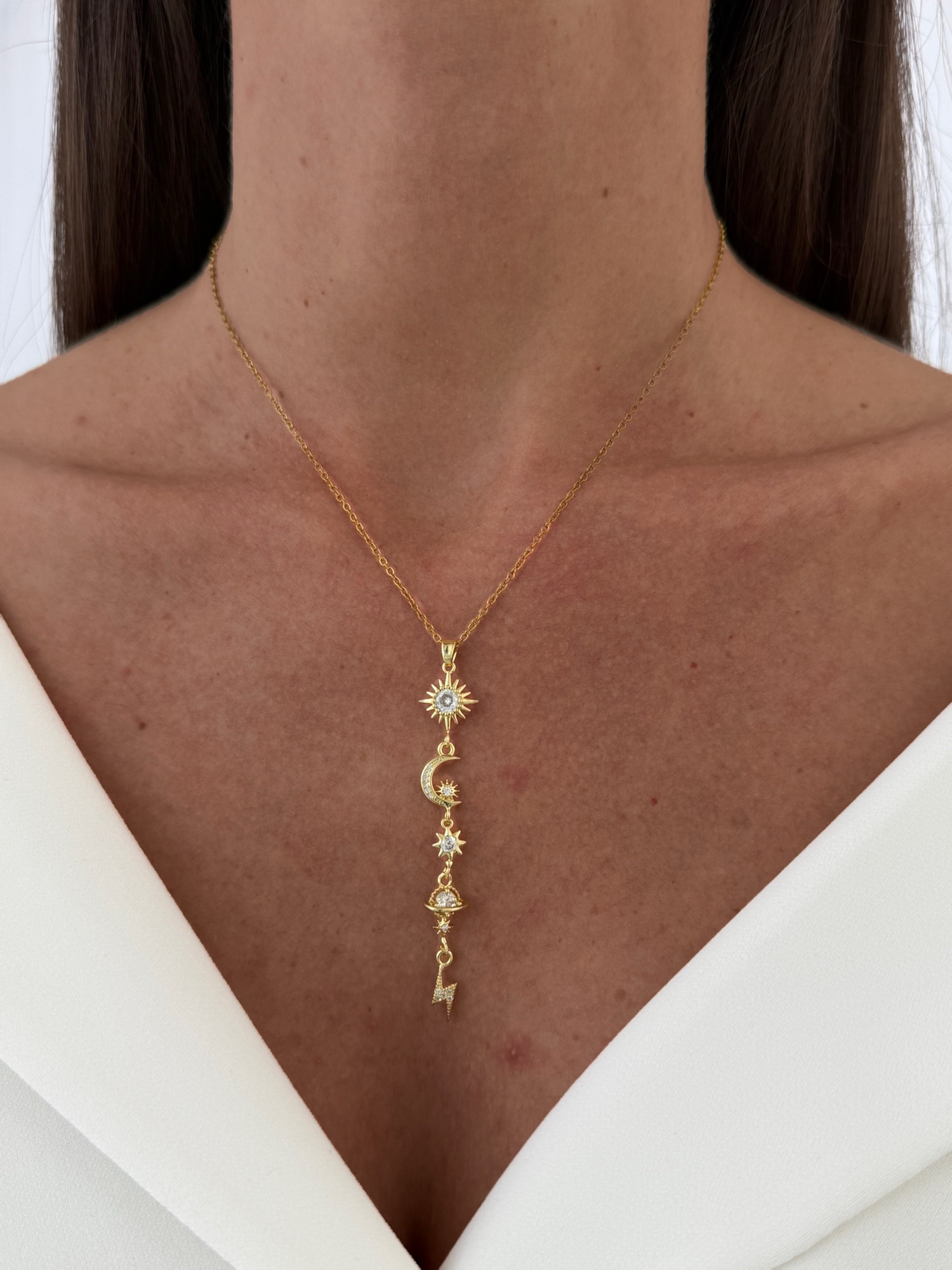 img_2033-2 Özel Seri Zirkon Taşlı Dünya & Ay Tasarım Gold Y Kolye