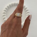 Özel Seri Sedef Detay Gold Şövalye Yüzük