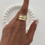 Özel Seri Kalın Üçlü Tırtık Model Gold Yüzük