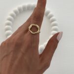 Özel Seri Ortası Boş Soyut Tasarım İnce Gold Yüzük