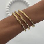 Çelik Burdu Desen Gold Ajda Bilezik 65mm