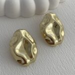 Özel Seri Soyut Tasarım Oval Gold Küpe