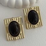 Özel Seri Acı Kahverengi Kemik Tırtık Desen Gold Küpe