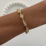 Özel Seri Zirkon Taşlı Geometrik Tasarım Gold Bileklik
