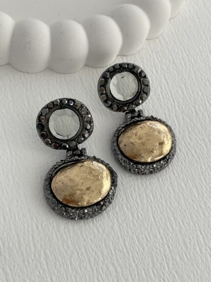 Özel Seri Eskitme ZR Model İkili Oval Tasarım Küpe