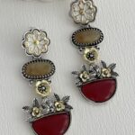 Özel Seri Eskitme ZR Model Bordo Oval Tasarım Küpe