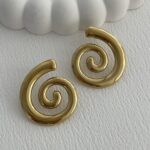 Çelik Spiral Tasarım Gold Küpe