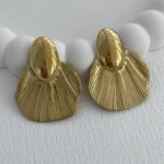 Çelik Yaprak Tasarım Gold Küpe