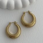 Çelik Tırtık Tasarım Gold Halka Küpe