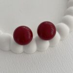 Özel Seri Gold Bordo Top Küpe