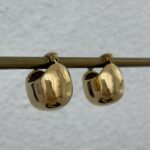 Çelik Tombul Top Tasarım Gold Küpe