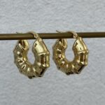 Çelik Kalın Simit Tasarım Gold Küpe