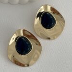 Özel Seri Siyah Kemik Damla Tasarım Gold Küpe