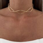 Özel Seri Baklava Desen Gold Choker Kolye