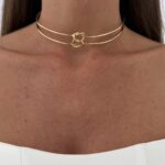 Özel Seri Çift Düğüm Tasarım Gold Choker Kolye