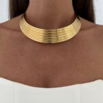 Özel Seri Tırtık Model Gold Choker Kolye