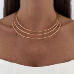 Özel Seri Üçlü Tel Tasarım Gold Choker Kolye