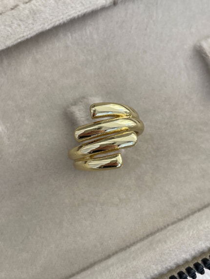 Özel Seri Sarmal Tasarım Ayarlanabilir Gold Yüzük