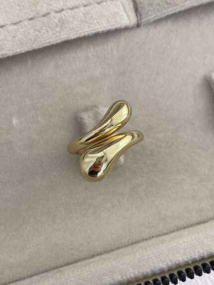 Özel Seri Çapraz Damla Tasarım Ayarlanabilir Gold Yüzük