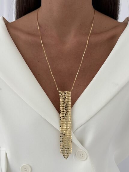 Özel Seri Yıldız Pul Tasarım Gold Y Kolye