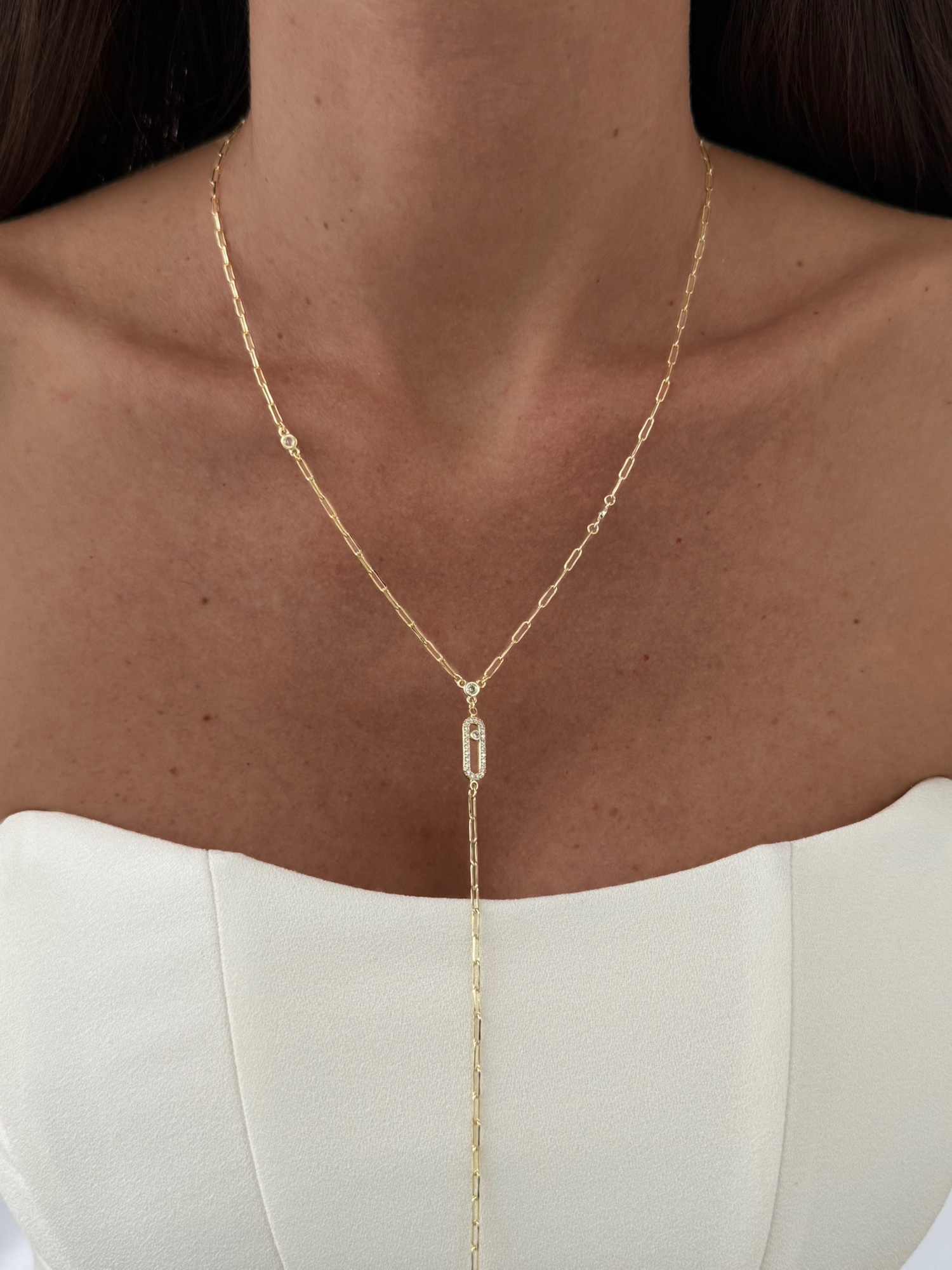 img_0526 Özel Seri Zirkon Taşlı Oval Tasarım Gold Y Kolye