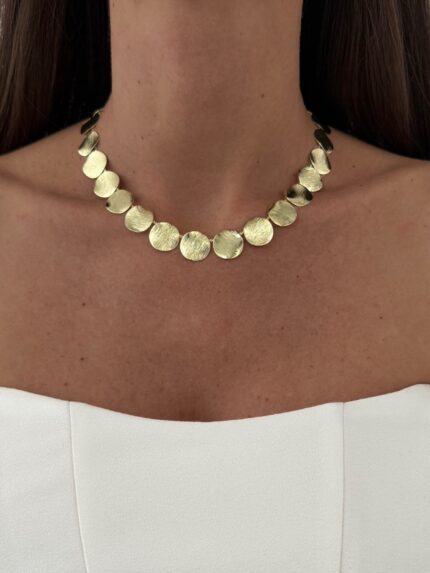 Özel Seri Desenli Yuvarlak Tasarım Gold Kolye