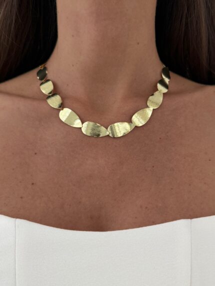 Özel Seri Desenli Yaprak Tasarım Gold Kolye