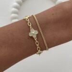 Özel Seri Yonca Model ikili Zincir Gold Bileklik