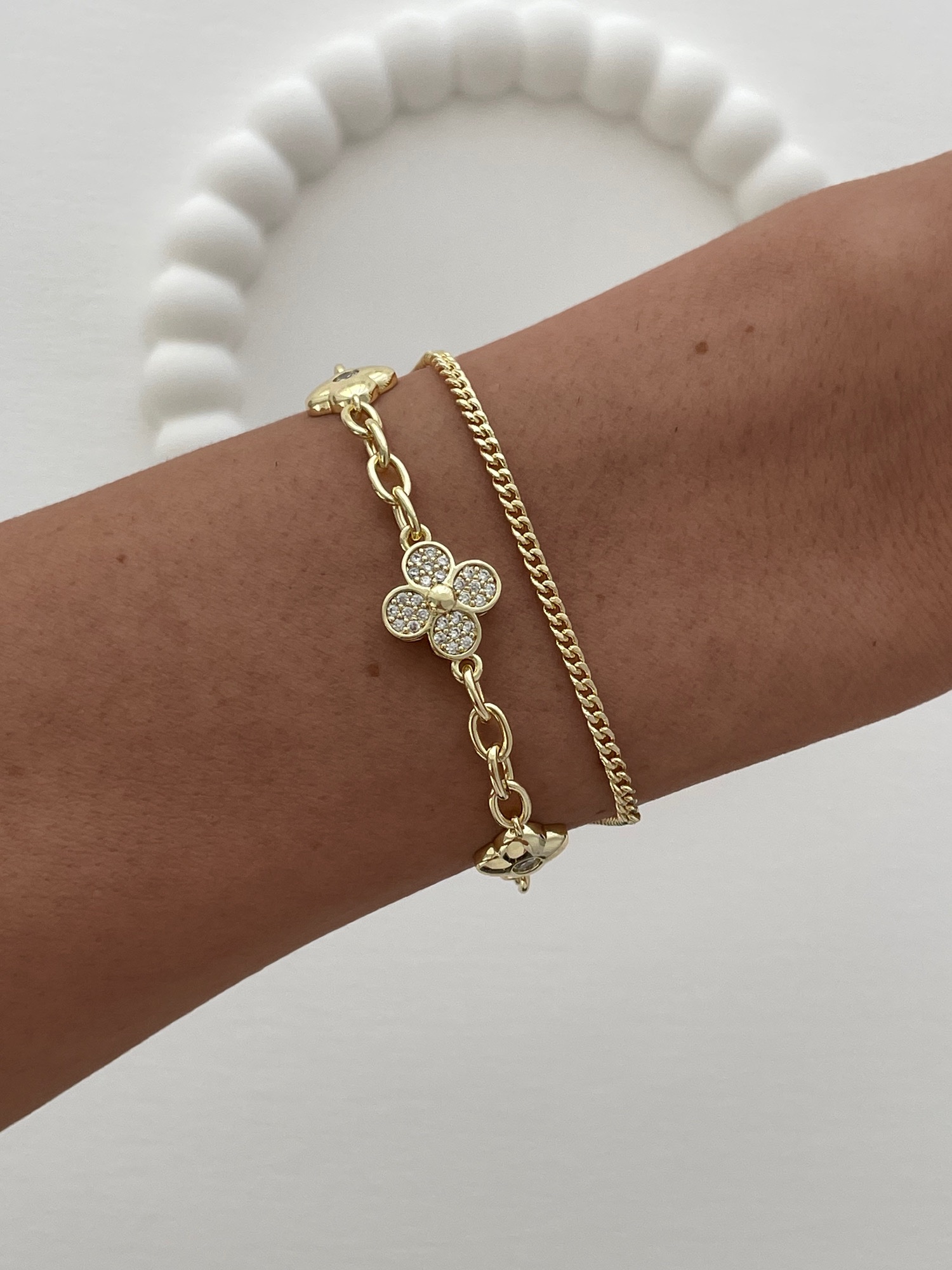 img_3124-4 Özel Seri Yonca Model ikili Zincir Gold Bileklik