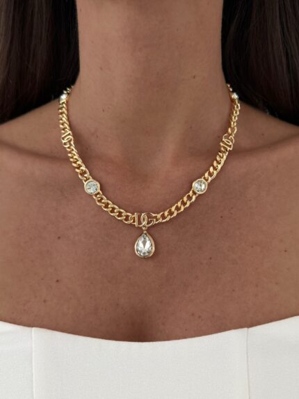 Özel Seri Zirkon Taşlı Marka Model Zincir Gold Kolye