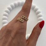 Özel Seri Marka Model Sarmal Zirkon Taşlı Gold Ayarlanabilir Yüzük