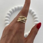 Özel Seri Şerit Tasarım Ayarlanabilir Gold Yüzük