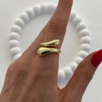 Özel Seri Çapraz Damla Tasarım Ayarlanabilir Gold Yüzük