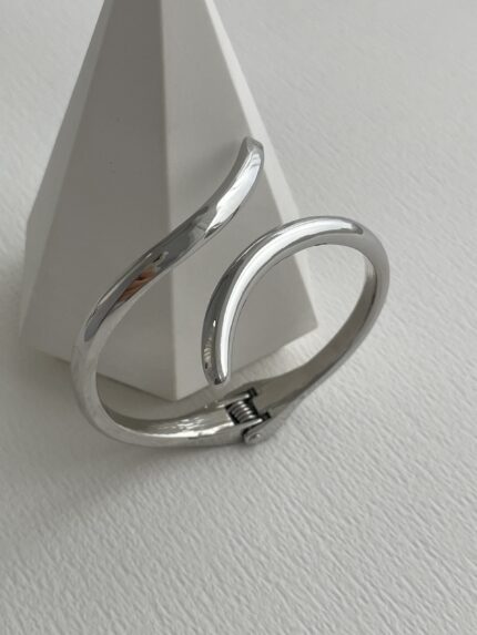 Özel Seri Kıvrım Tasarım Gümüş Kelepçe Bileklik