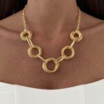 Özel Seri İç İçe Halka Detay Gold Kolye