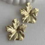 Özel Seri Çiçek Tasarım Gold Küpe