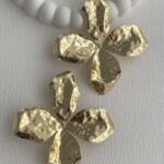 Özel Seri Desenli Çiçek Tasarım Maksi Boy Gold Küpe