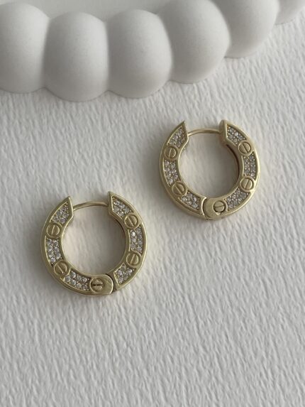 Özel Seri Zirkon Taşlı Marka Model Gold Küpe