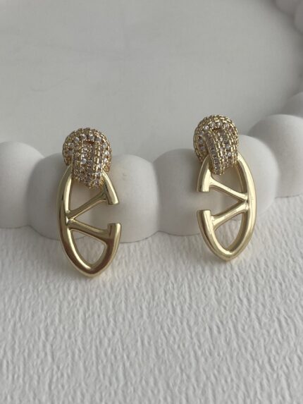 Özel Seri Zirkon Taşlı Marka Model Gold Küpe