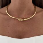Özel Seri İnce Sarmal Damla Tasarım Gold Choker Kolye