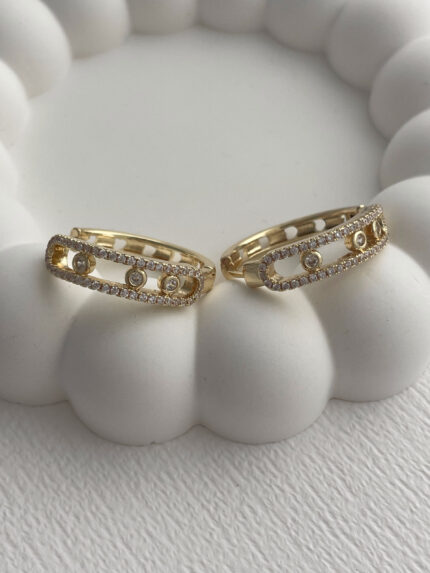 Özel Seri Marka Model Zirkon Taşlı Gold Halka Küpe