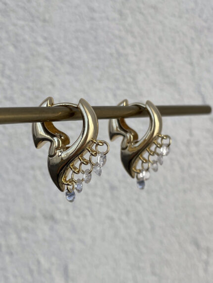 Özel Seri Kanca Model Zirkon Taşlı Küpe Orta