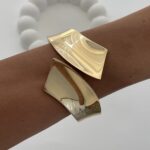 Özel Seri Geometrik Tasarım Gold Kelepçe Bileklik