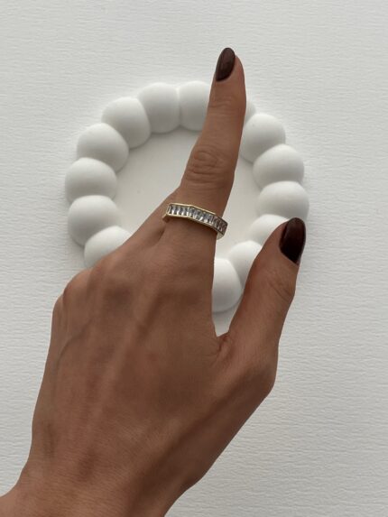 Özel Seri Baget Taş Detay Ayarlanabilir Gold Yüzük