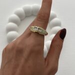 Özel Seri Geometrik Tasarım Baget Taşlı Ayarlanabilir Gold Yüzük