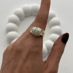Özel Seri Katman Model Baget Taşlı Ayarlanabilir Gold Yüzük