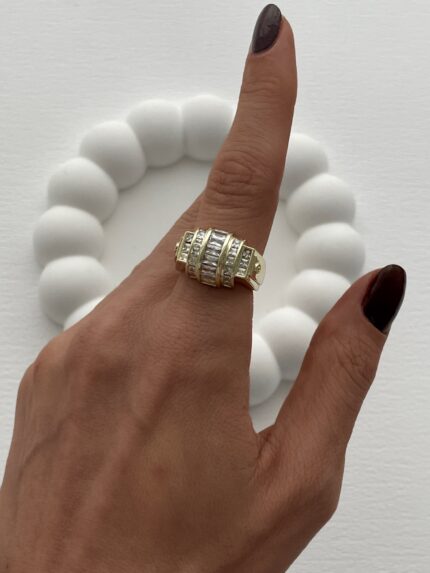 Özel Seri Katman Model Baget Taşlı Ayarlanabilir Gold Yüzük