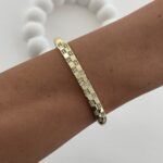 Özel Seri Zirkon Taş Kare Model Gold Kelepçe Bileklik