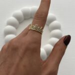 Özel Seri Geometrik Tasarım Baget Taşlı Ayarlanabilir Gold Yüzük