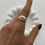 Özel Seri Bombe Tasarım Zirkon Taşlı Ayarlanabilir Gold Yüzük